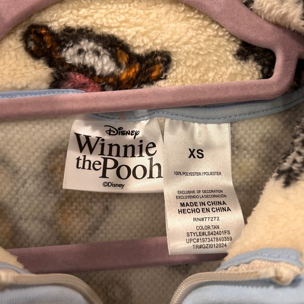 Disney Winnie the Pooh Pullover XS Fleece Quarter Zip Sweatshirt - Picture 3 of 11